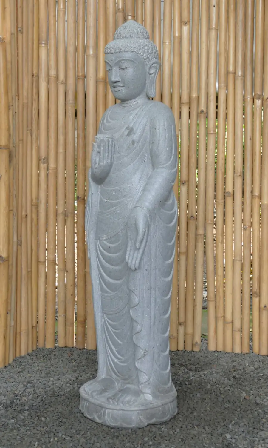  Product image 2 of the product “Standing Buddha with Lotus Flower, ca. 152cm H ”